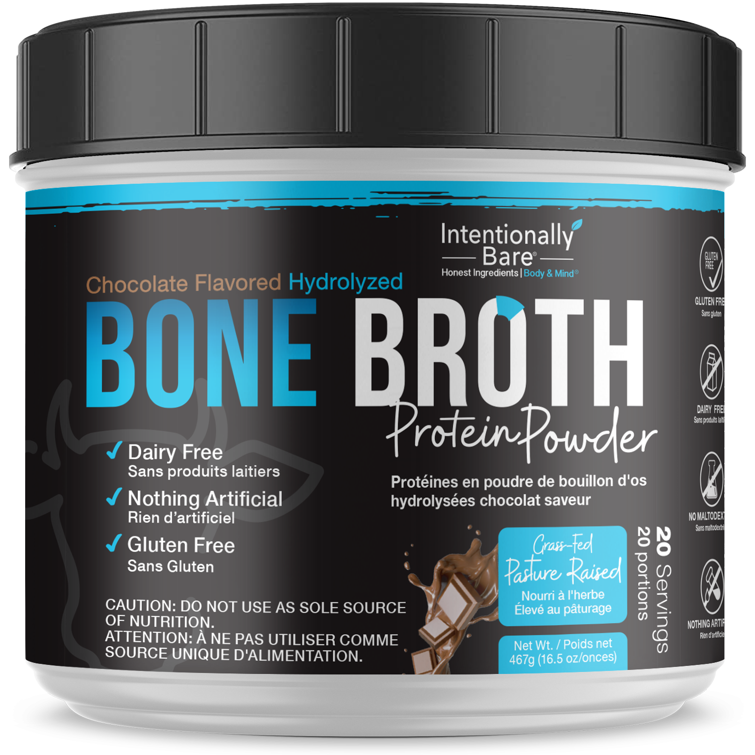 Chocolate bone broth powder