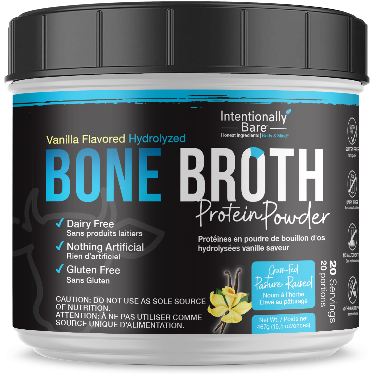 Vanilla bone broth powder