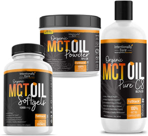 MCT Oil Bundle – Organic – MCT Oil Powder / MCT Oil Capsules / Pure C8 MCT Oil 16 oz