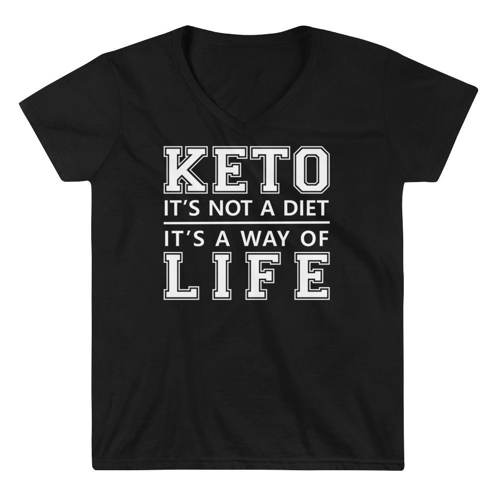 Women's Casual V-Neck Shirt - Keto is a way of life